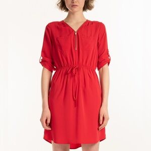 Rue21 Bright Red Mini Dress Women’s Size X-Small with zipper & button sleeves